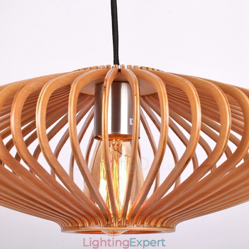 1 Light Lantern Vintage Wooden Chandelier Industrial Wind Loft Wood Linear Pendant Lighting