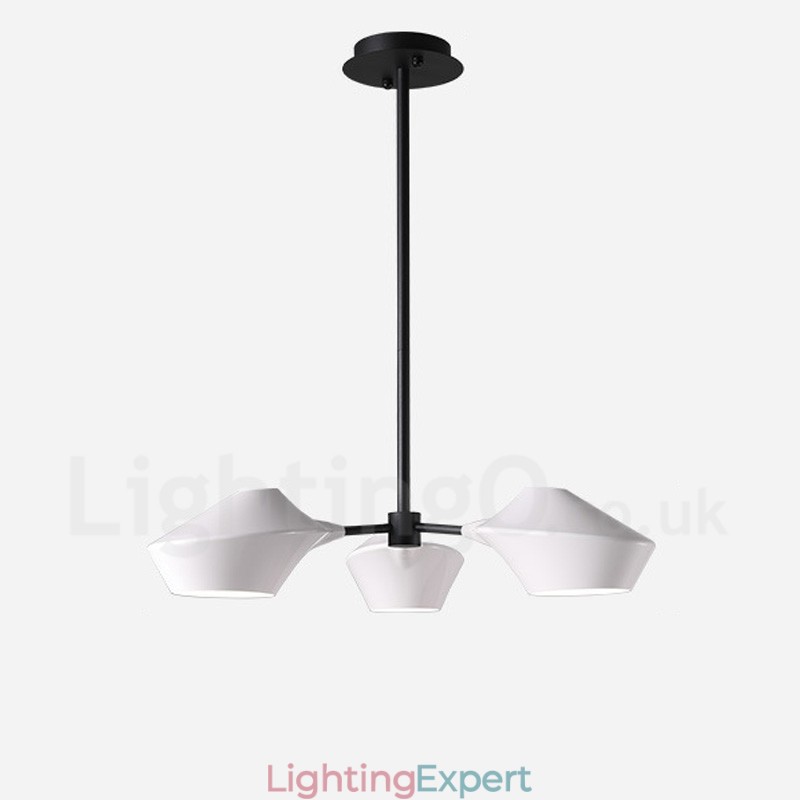 Linear Retro Chandelier 3 Light with Acrylic Shades Outdoors Garage