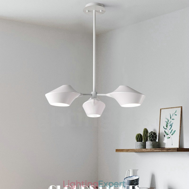 Linear Retro Chandelier 3 Light with Acrylic Shades Outdoors Garage