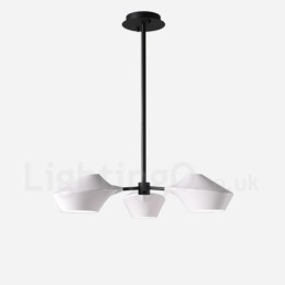 Linear Retro Chandelier 3 Light with Acrylic Shades Outdoors Garage