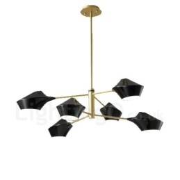 2 Tiers Multi Colours Linear Retro Chandelier 6 Light with Acrylic Shades Outdoors Garage