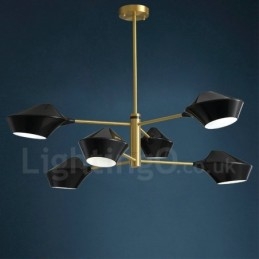 2 Tiers Multi Colours Linear Retro Chandelier 6 Light with Acrylic Shades Outdoors Garage