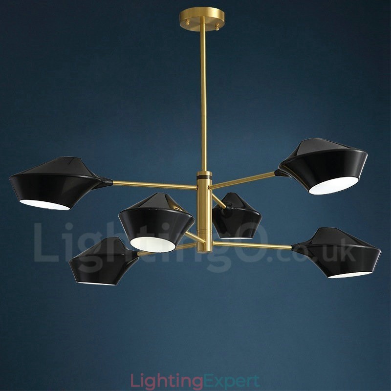 2 Tiers Multi Colours Linear Retro Chandelier 6 Light with Acrylic Shades Outdoors Garage