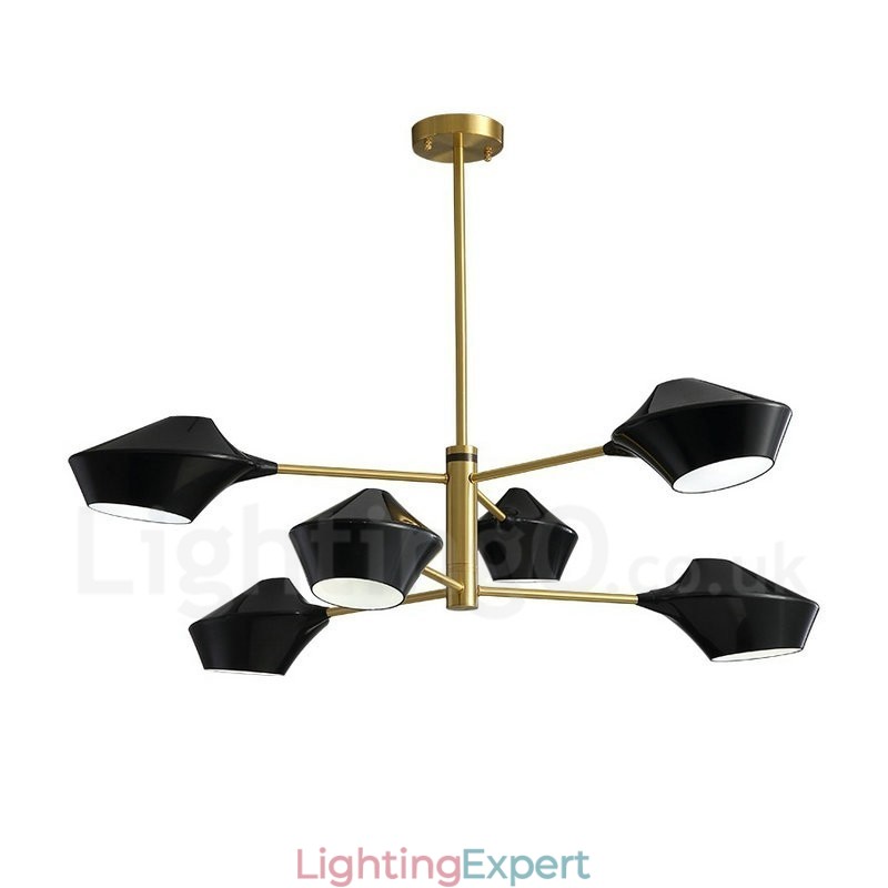 2 Tiers Multi Colours Linear Retro Chandelier 6 Light with Acrylic Shades Outdoors Garage