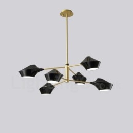2 Tiers Multi Colours Linear Retro Chandelier 6 Light with Acrylic Shades Outdoors Garage