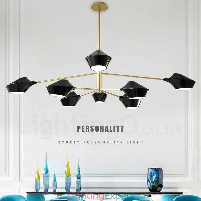 Two Tiers Multi Colours Linear Retro Chandelier 8 Light with Acrylic Shades Outdoors Garage