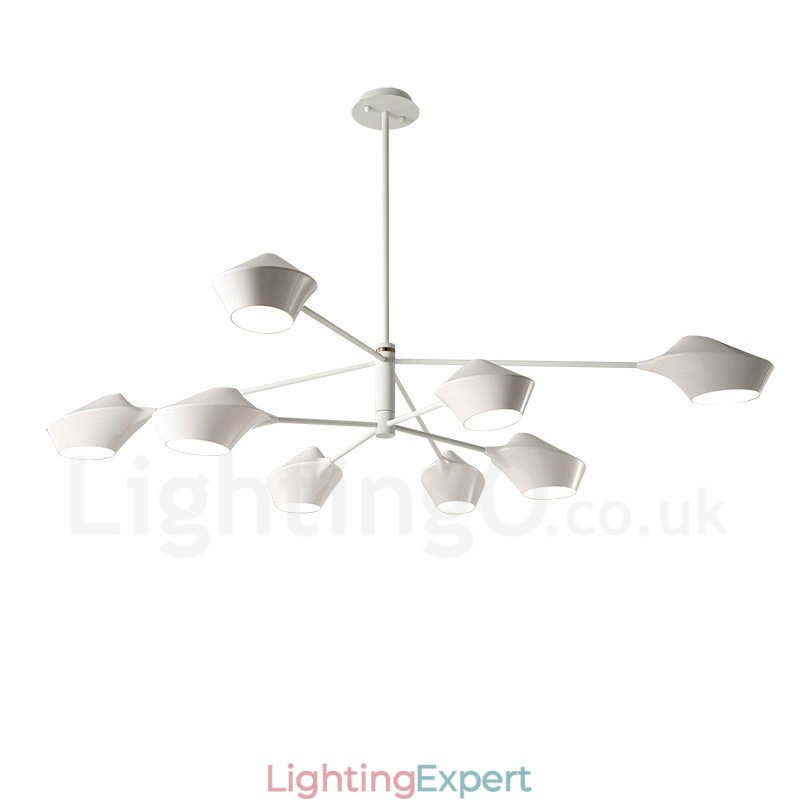 Two Tiers Multi Colours Linear Retro Chandelier 8 Light with Acrylic Shades Outdoors Garage