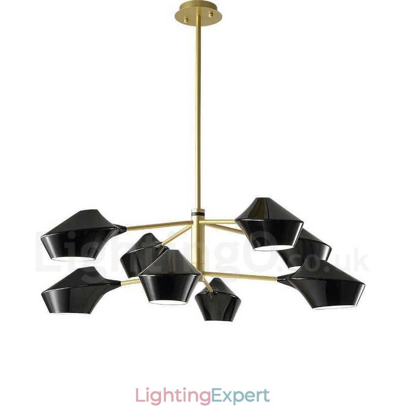 Two Tiers Multi Colours Linear Retro Chandelier 8 Light with Acrylic Shades Outdoors Garage