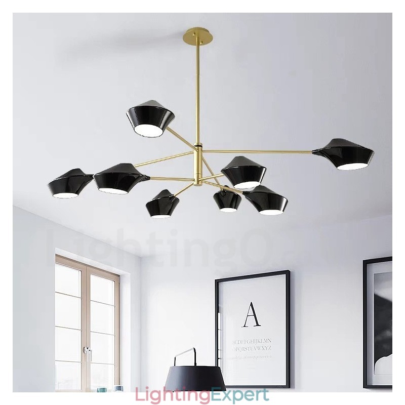 Two Tiers Multi Colours Linear Retro Chandelier 8 Light with Acrylic Shades Outdoors Garage