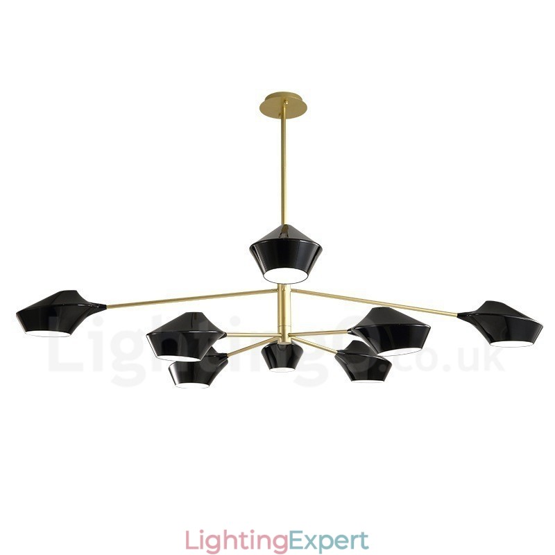 Two Tiers Multi Colours Linear Retro Chandelier 8 Light with Acrylic Shades Outdoors Garage