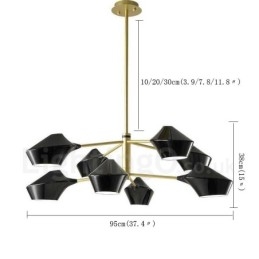 Two Tiers Multi Colours Linear Retro Chandelier 8 Light with Acrylic Shades Outdoors Garage