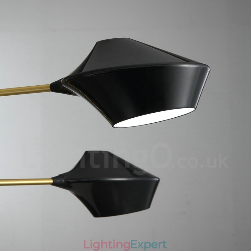 Two Tiers Multi Colours Linear Retro Chandelier 8 Light with Acrylic Shades Outdoors Garage