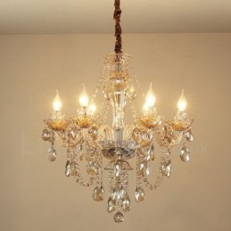 6 Light Cognac Colour Elegant Crystal Candle Chandelier