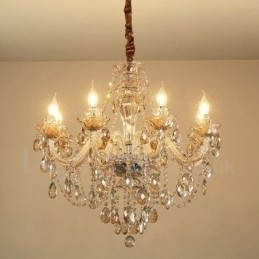 8 Light Cognac Colour Elegant Crystal Candle Chandelier