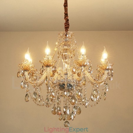 8 Light Cognac Colour Elegant Crystal Candle Chandelier 8 Light Cognac Colour Elegant Crystal Candle Chandelier