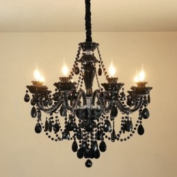 8 Light Black Elegant Crystal Candle Chandelier