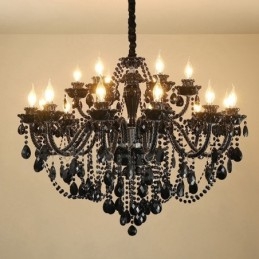 18 (12+6) Light Black Elegant Crystal Candle Chandelier