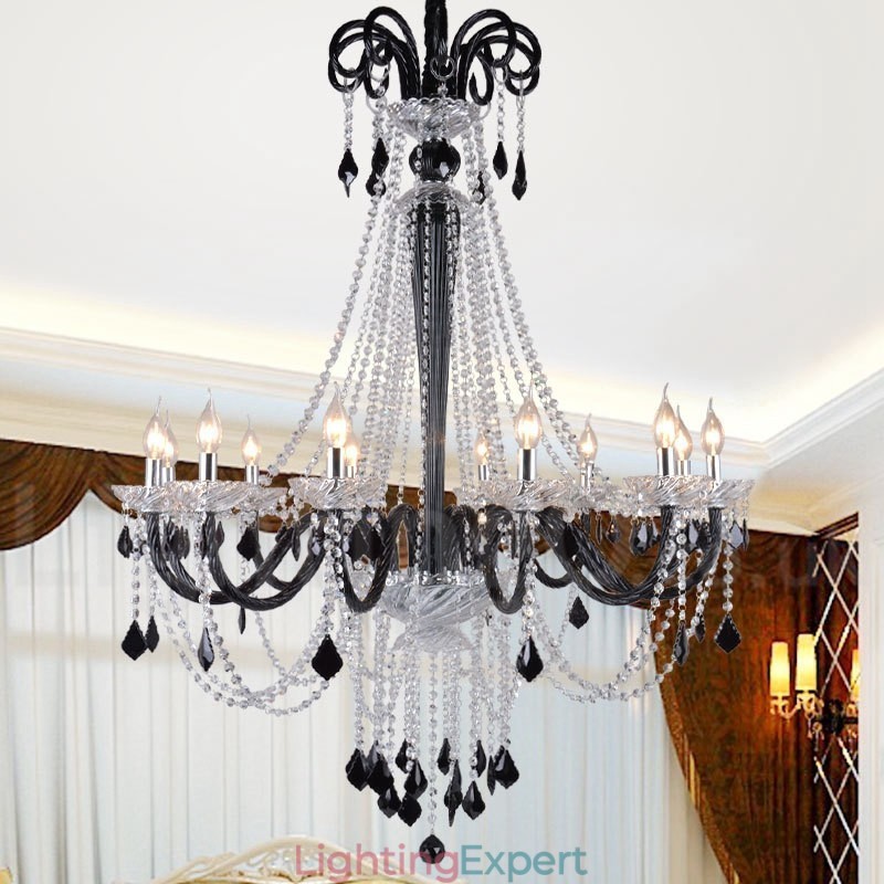Black Crystal Candle Chandelier