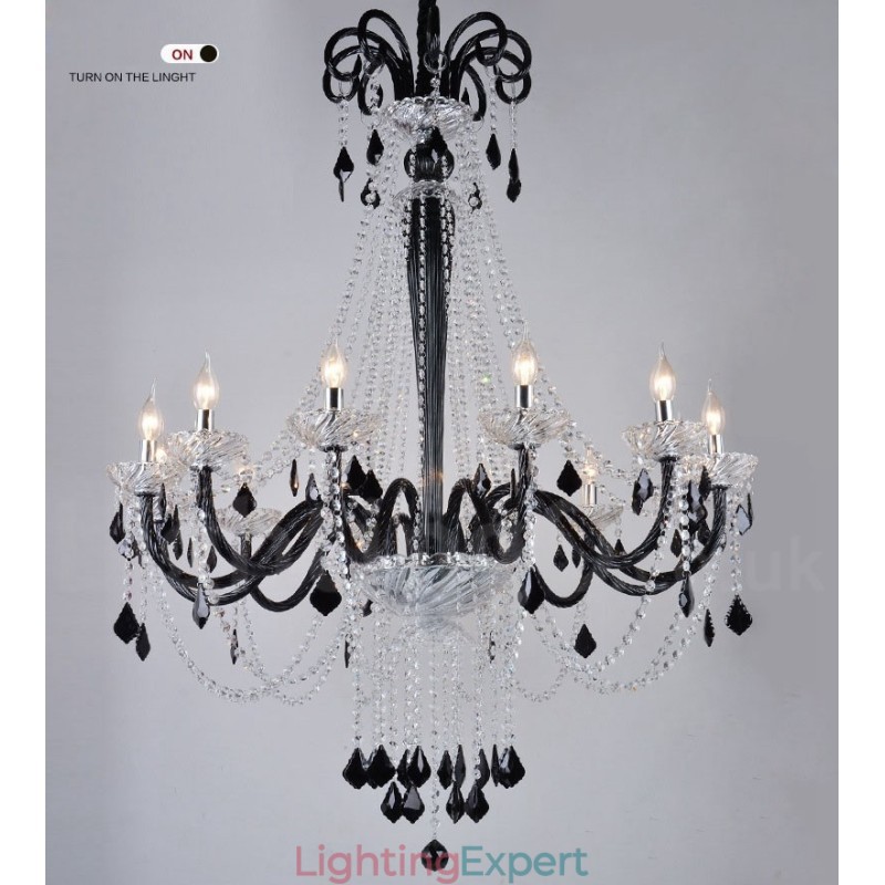 Black Crystal Candle Chandelier