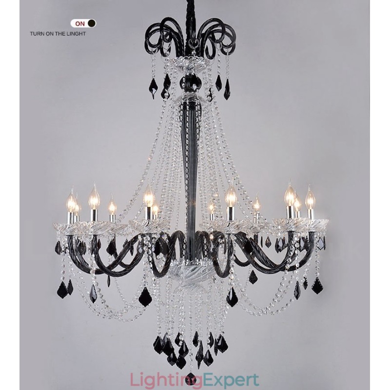 Black Crystal Candle Chandelier
