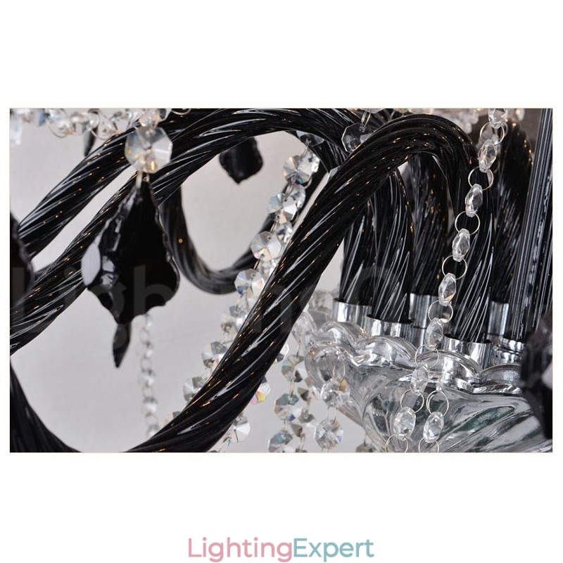 Black Crystal Candle Chandelier