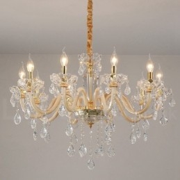 Gold Chandelier with Clear Crystal Candle Chandelier