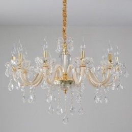 Gold Chandelier with Clear Crystal Candle Chandelier