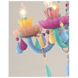 Macaron 6 Light Chandelier with Multi Colours Crystal Candle Mini Style for Kid's Children