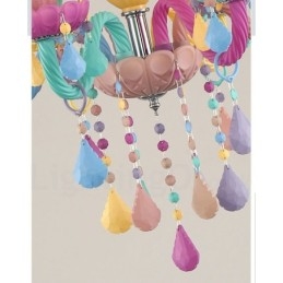 Macaron 6 Light Chandelier with Multi Colours Crystal Candle Mini Style for Kid's Children
