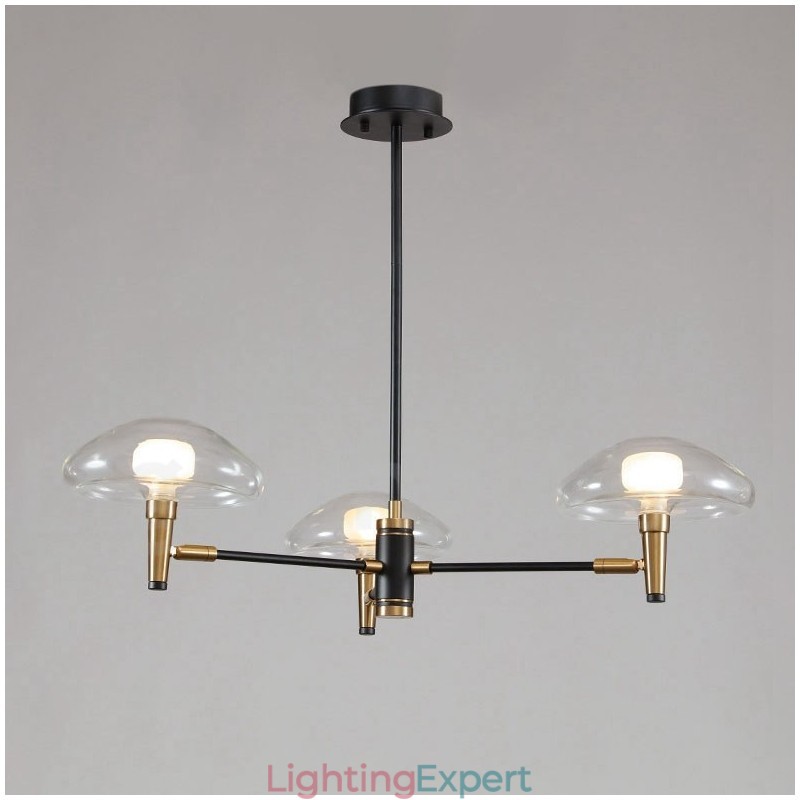 3 Light Mini Style Uplight Electroplated Painted Finish Chandelier with Glass Shades