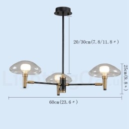 3 Light Mini Style Uplight Electroplated Painted Finish Chandelier with Glass Shades