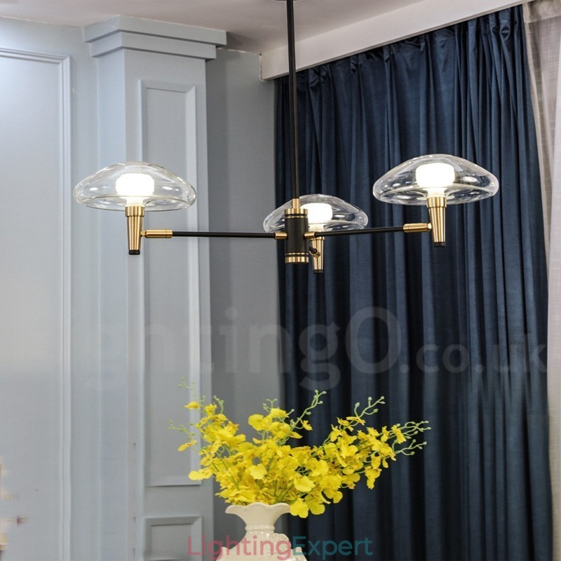 3 Light Mini Style Uplight Electroplated Painted Finish Chandelier with Glass Shades