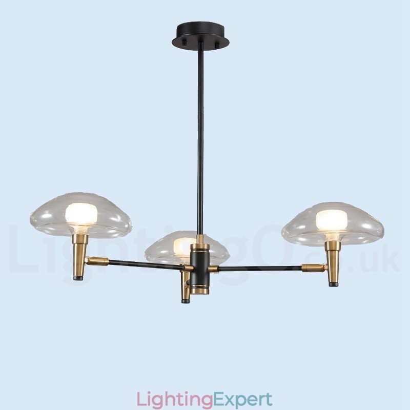 3 Light Mini Style Uplight Electroplated Painted Finish Chandelier with Glass Shades