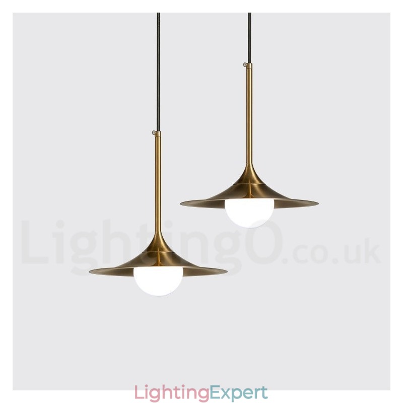 1 Light Industrial Style Gold Mini Style Electroplated Painted Finish Pendant Light with Glass Shade