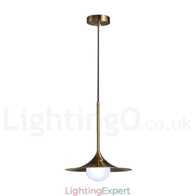 1 Light Industrial Style Gold Mini Style Electroplated Painted Finish Pendant Light with Glass Shade