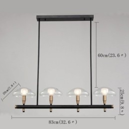4 Light Linear Uplight Electroplated Painted Finish Chandelier with Glass Shades