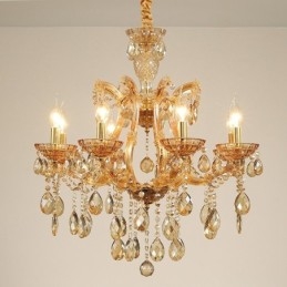 8 Light Amber Crystal Candle Chandelier