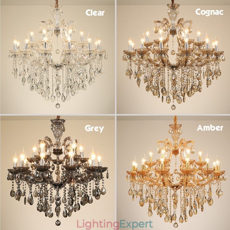 8 Light Amber Crystal Candle Chandelier
