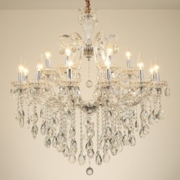 18 (12+6) Light Clear Crystal Candle Chandelier