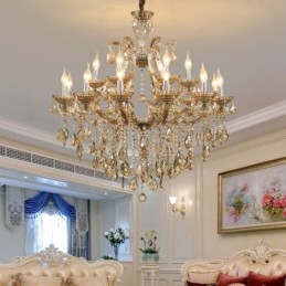 18 (12+6) Light Cognac Crystal Candle Chandelier