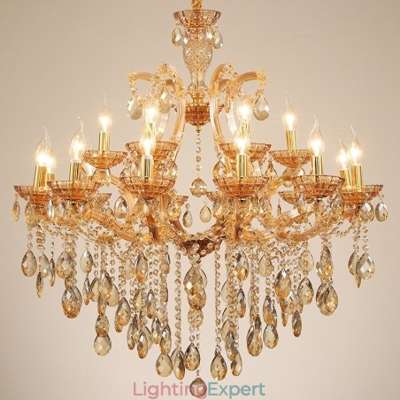 18 (12+6) Light Amber Crystal Candle Chandelier 18 (12+6) Light Amber Crystal Candle Chandelier