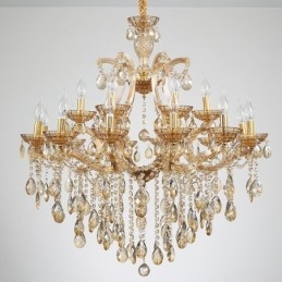 18 (12+6) Light Amber Crystal Candle Chandelier