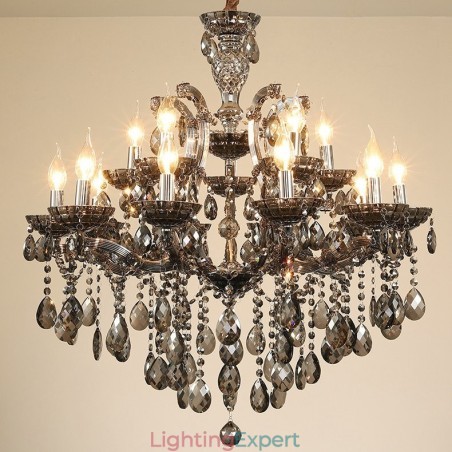 18 (12+6) Light Grey Crystal Candle Chandelier 18 (12+6) Light Grey Crystal Candle Chandelier