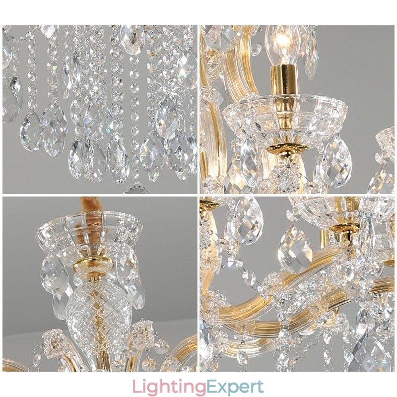 8 Light Gold Crystal Candle Chandelier