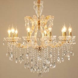 10 Light Gold Crystal Candle Chandelier