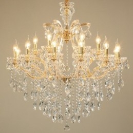 18 (12+6) Light Gold Crystal Candle Chandelier