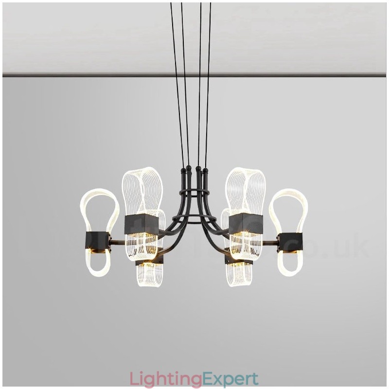 6 Light Nordic Post Modern Design Chandelier with Acrylic Shades