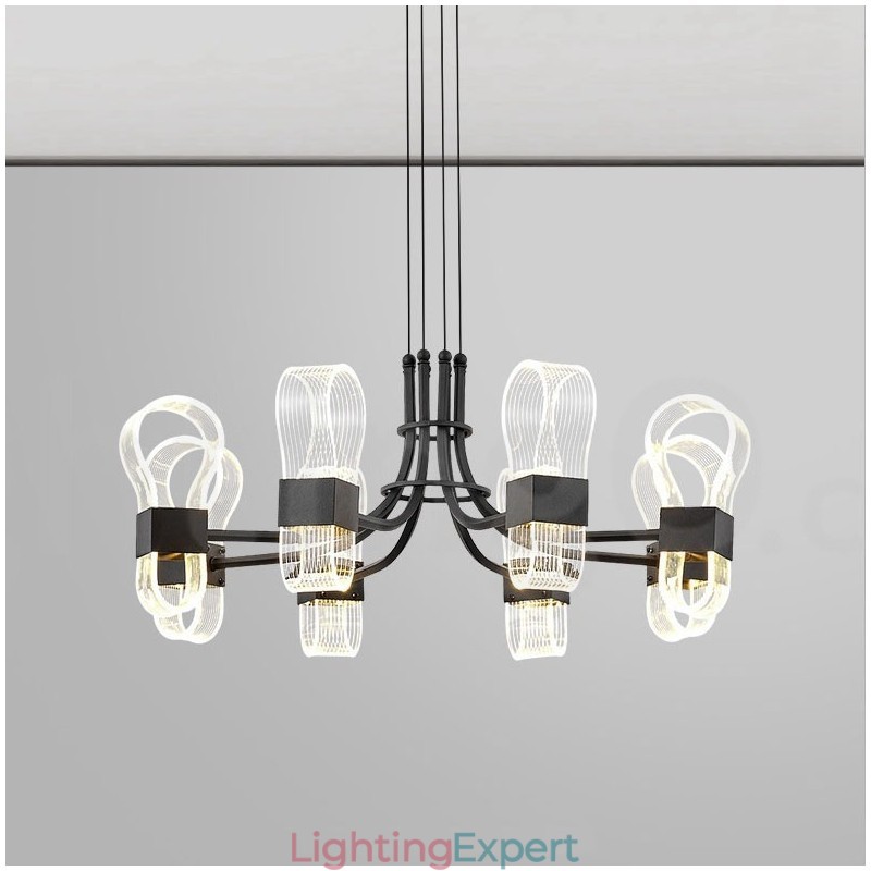 8 Light Nordic Post Modern 2021 Design Chandelier with Acrylic Shades