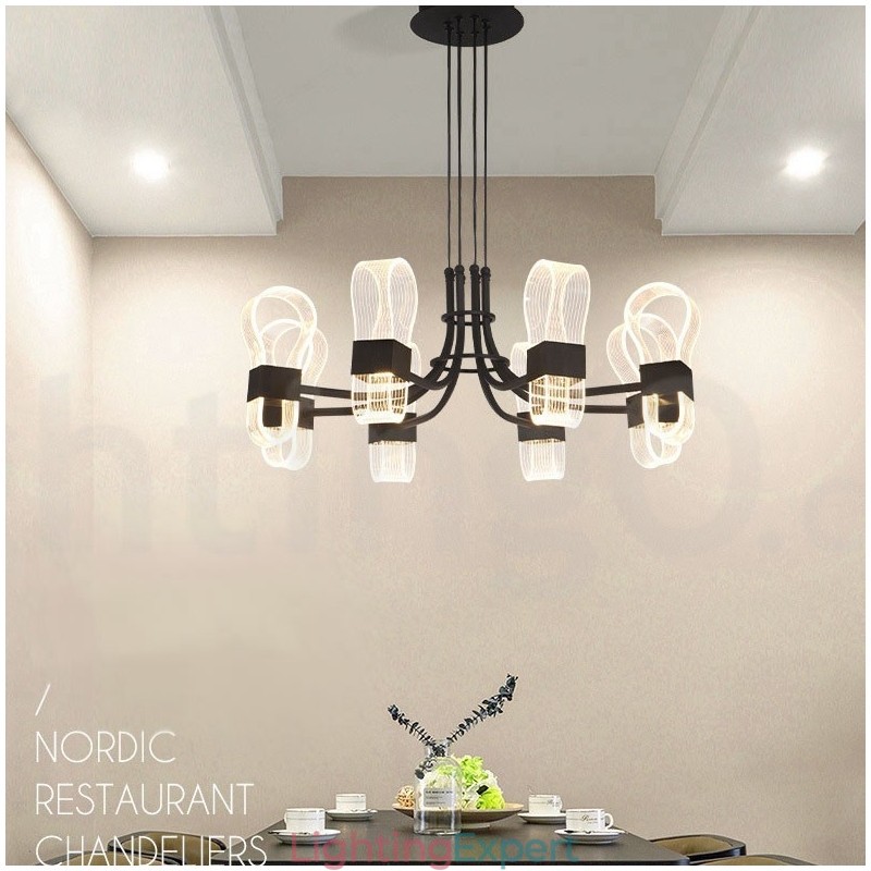 8 Light Nordic Post Modern 2021 Design Chandelier with Acrylic Shades