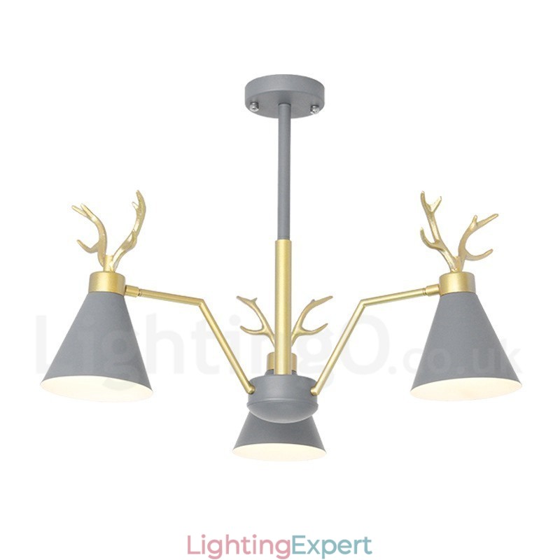 3 Light Nordic Macaron Modern Antlers Chandelier